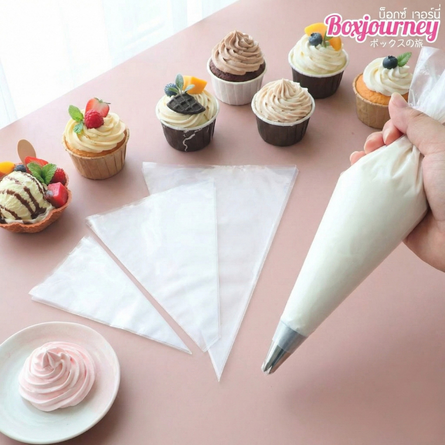 Boxjourney [100 ชิ้น]  ถุงบีบครีมหนา/บาง (S/M/L)