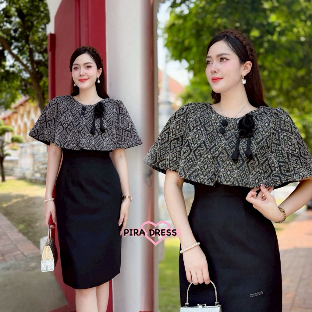 PIRA DRESS เดรสผ้าฝ้าย อัดกาวทั้งชุด สีดำ ลูกคุณสุดๆ
