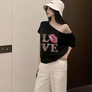 ✨จัดส่งภายใน 24 ชั่วโมง|เสื้อยืดสายเดี่ยว | ลายริมฝีปาก | ลายเสือดาว | สไตล์วินเทจ | แฟชั่นสตรีท | ยอดนิยม