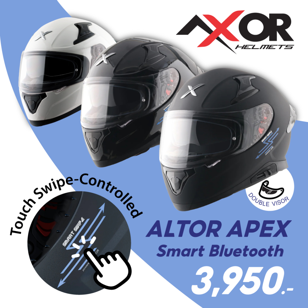 หมวกกันน็อคบลูทูธระบบสัมผัสในตัว Axor X Altor Apex Smart Bluetooth Helmet  ราคา 3,950.-