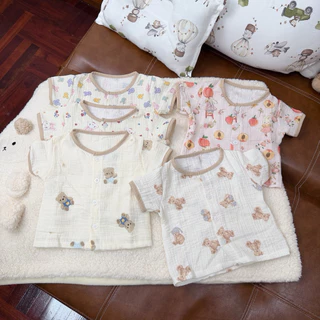 G06เสื้อเดี่ยวแขนสั้นกระดุมหน้า3-6เดือน/8-12เดือน