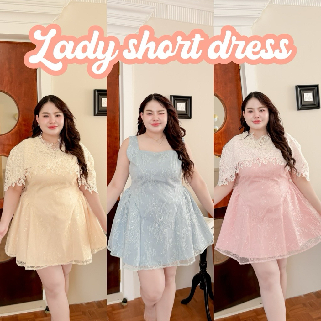 Lady M | Lady short dress เดรสสั้นสาวอวบ มีเครปคลุมไหล่เข้าเซตกัน สามารถซื้อแยกได้ค่ะ ใส่ออกงาน ปาร์ตี้วันเกิด ออกเดท