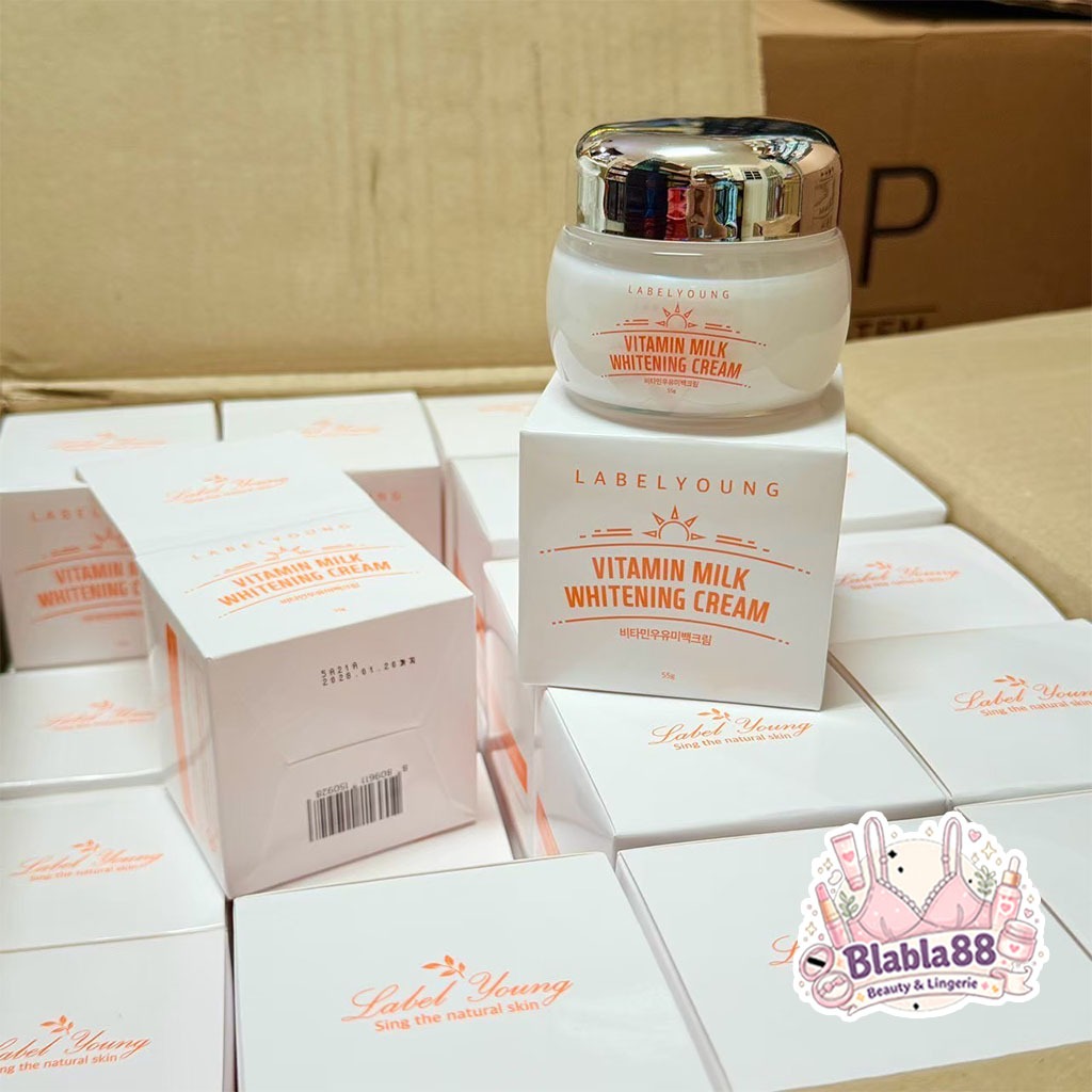 – ครีมหน้าสดผิวใส LABEL YOUNG Vitamin Milk Whitening Cream 55ml ราคา ถูกที่สุด ดีลบีเคเค แกลเลอรีภาพที่ 4