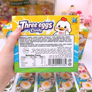 เยลลี่กัมมี่ไข่ 3 ฟอง แคนดี้ 1 กล่อง 30 แผง (1 แผง 3 ชิ้น)