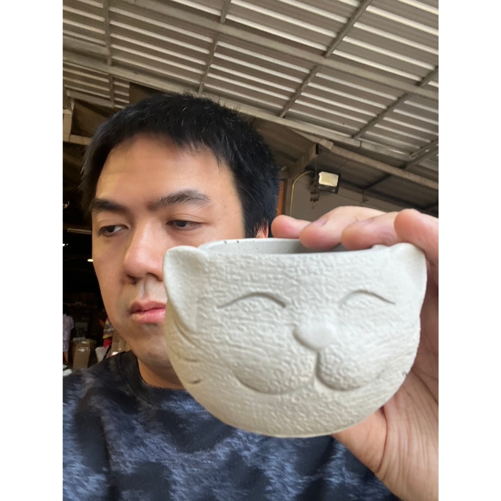 กระถางปูนลายแมว04 ขนาด9x6cm ออกใบกำกับภาษีได้