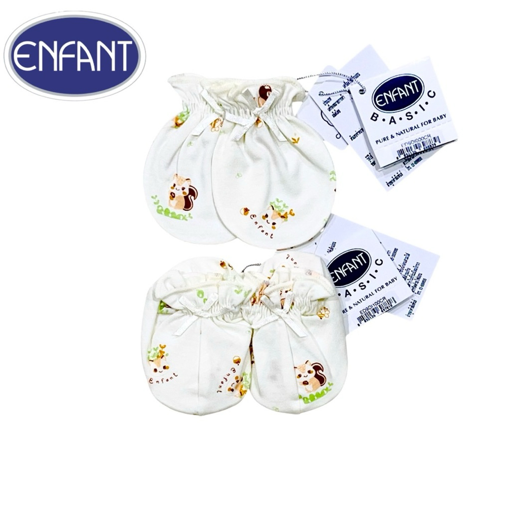 Set Enfant New Collection NB เซ็ตถุงมือถุงเท้า เด็กอ่อนแรกเกิดอองฟองต์  Cotton 100% Size แรกเกิด-3เดือน