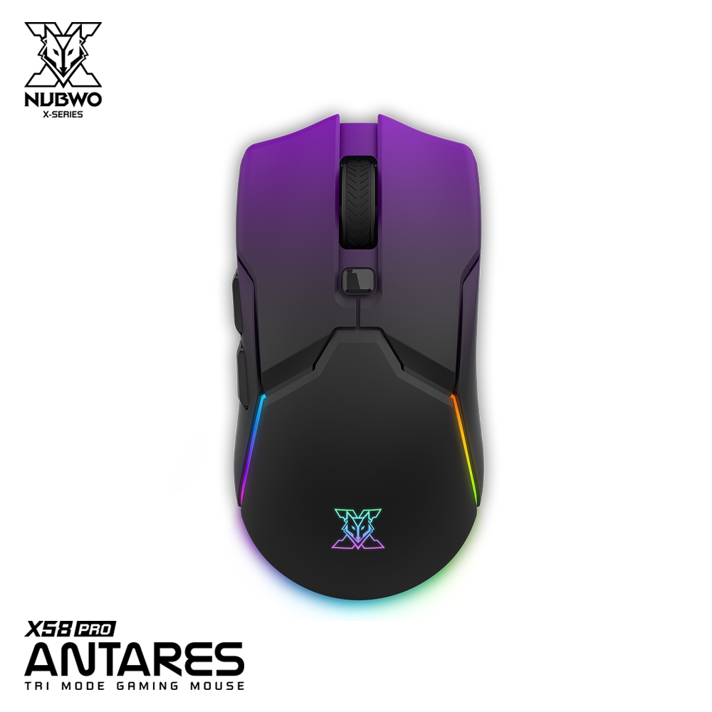 NUBWO X58 PRO / X55 Gaming Mouse เมาส์เกมมิ่งไร้สาย เชื่อมต่อ 3 แบบ USB-C/2.4GHz/Bluetooth 12,000 DP
