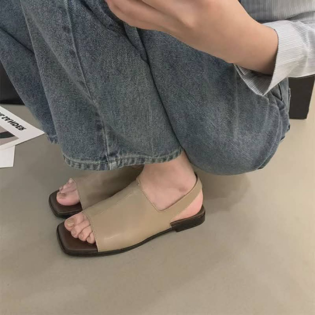 H77 รองเท้าแตะเสริมนวมนิ่มยิ่งใส่ยิ่งชอบ สายปรับระดับได้ ใส่ไม่บาดเท้า สีกากี  41(ไม่มีกล่อง)