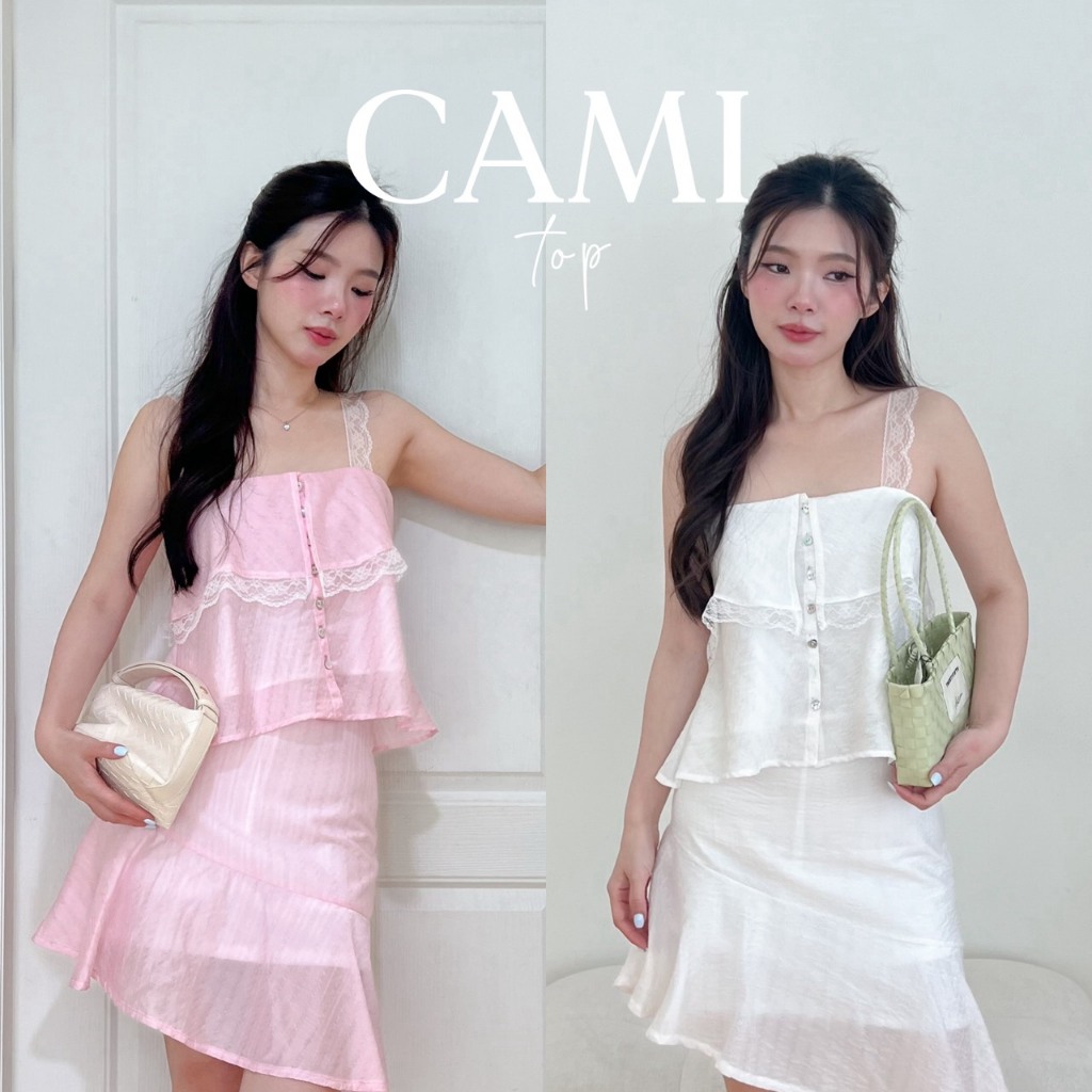 SHOP.POPO-Cami top เสื้อสายเดี่ยวดีเทลแขนลูกไม้