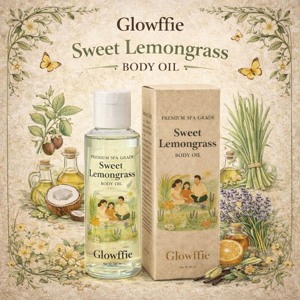 🌾 1+1 Glowffie Sweet Lemongrass Body Oil 100ml | บอดี้ออยล์สปา จากธรรมชาติ ให้ผิวชุ่มชื้น หอมสะอาดละมุน ซึมไว ไม่เหนียว