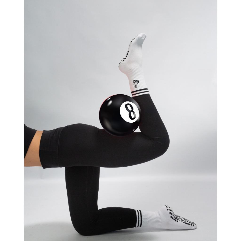 Aura Socks - Pilates Grip Socks Cherry 8 Ball For Pilates, Barre, Lagree and Yoga
