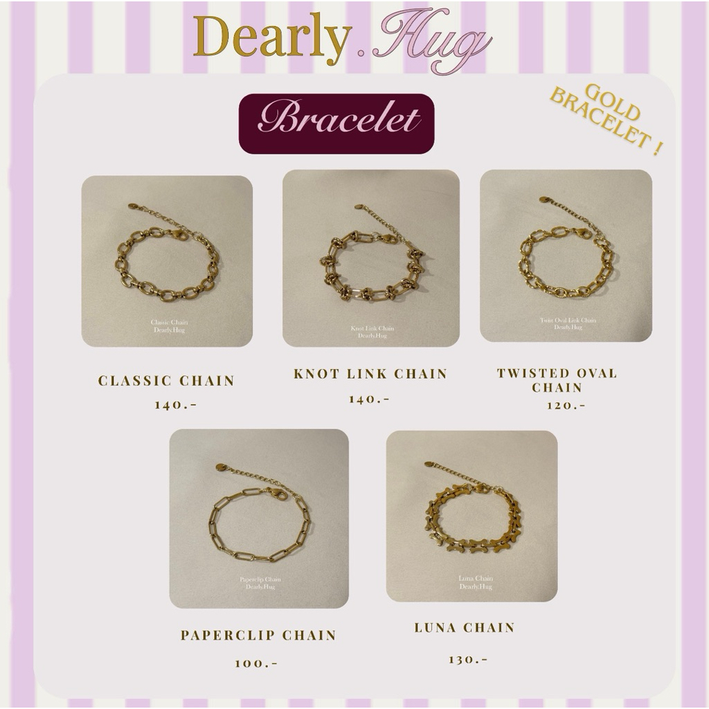 Dearly.Hug- Gold Braclet สีทอง สร้อยข้อมือสแตนเลส