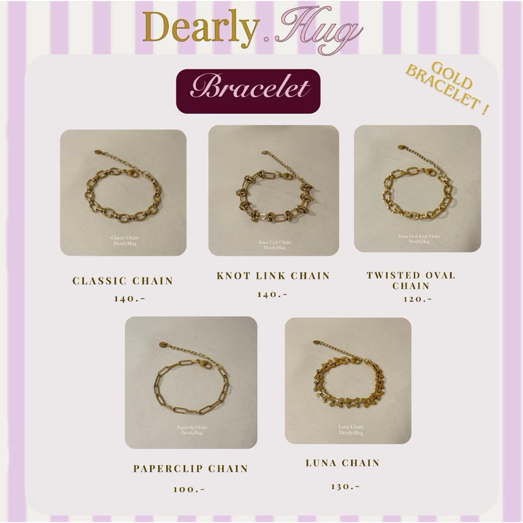 Dearly.Hug- Gold Braclet สีทอง สร้อยข้อมือสแตนเลส