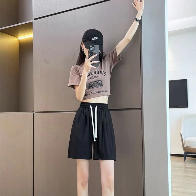 กางเกงขาสั้นผ้าไหมผู้หญิง สไตล์อเมริกัน thumbnail 5