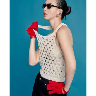 Rally Metallic Knit Tank Top - เสื้อกล้ามไหมพรมเส้นด้ายเมทัลลิค