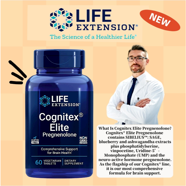Life Extension Cognitex® Elite Pregnenolone 60 Vegetarian Tablets Brain Wellness Support