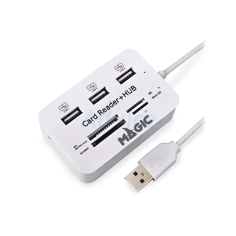 3 Port USB HUB v2.0 + Card Reader MAGICTECH (MT-02) White