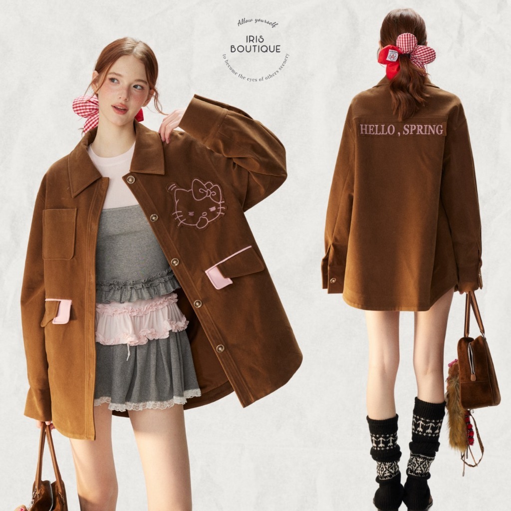 สินค้าลิขสิทธิ์แท้ IRIS BOUTIQUE IJ73072 Kitty jacket แจ็คเก็ต แฟชั่นเกาหลี ใส่เที่ยว เนื้อผ้าใส่สบา