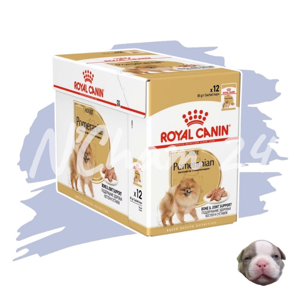 Royal canin pomeranian pouch 12 ซอง อาหารสุนัข ปอมเมอเรเนี่ยน เพ้าซ์ 1กล่อง (12ซอง)