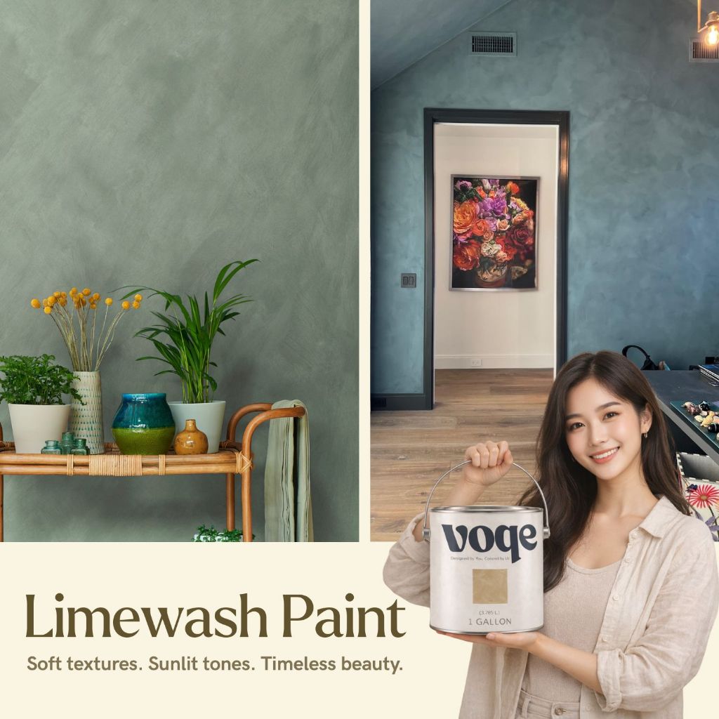 Limewash Paint Voqe สีไลม์วอชพรีเมี่ยม งานผนังสไตล์ยุโรป เนื้อสีแร่ธรรมชาติ (ภายใน/ภายนอก)