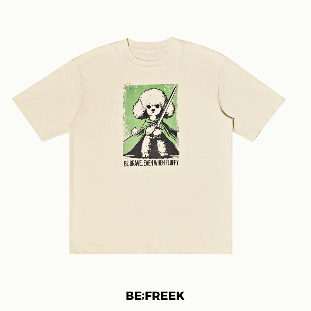 BE;FREEK เสื้อยืดสกรีนลาย BE BRAVE ทรงใหม่ สีครีม BE BRAVE IVORY REGULAR T-SHIRT