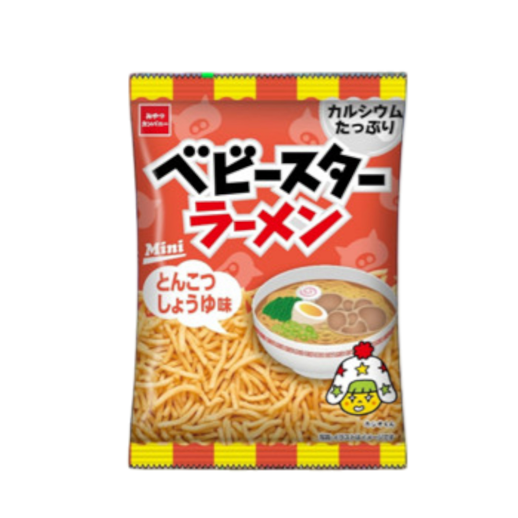 Oyatsu Company Baby Star Ramen Tonkotsu Soy Sauce Flavor 20g - Crunchy Japanese Snack, Perfect for On-the-Go Munching, Enjoy Authentic Tonkotsu Taste, Ideal for Kids and Adults, Great for Parties or Casual Snacking!