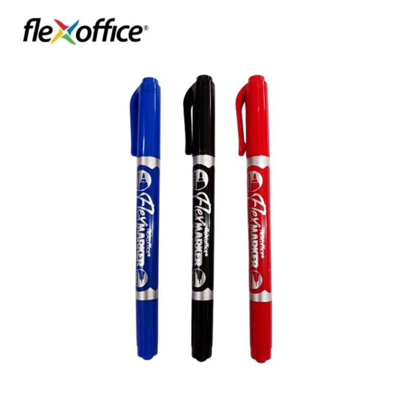 ปากกาเขียนซีดี 2 หัว flexoffice FO-PM01 (ราคาต่อ 12 ด้าม) เลือกสีด้านใน