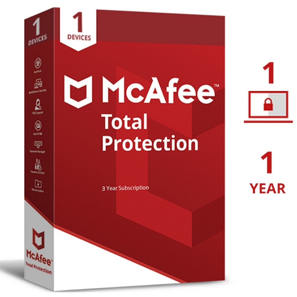 McAfee Total Protection Antivirus Software 1 Device, 1 Year License