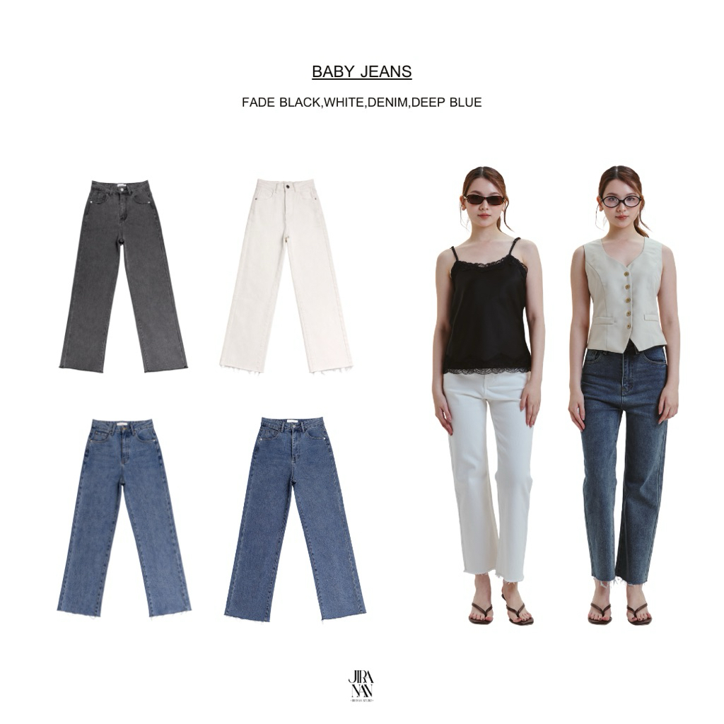 JS62101-Baby Jeans กางเกงยีนส์ทรงกระบอก รุ่นไม่ยาวมาก