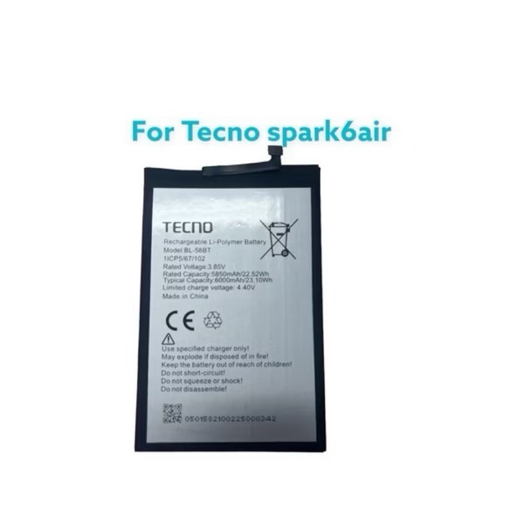 แบตเตอรี่ Tecno Pouvoir 4 / Pova / LC7 , LD7 Battery BL-58BT 6000mAh แบต Tecno Pouvoir 4 / Pouvoir4 