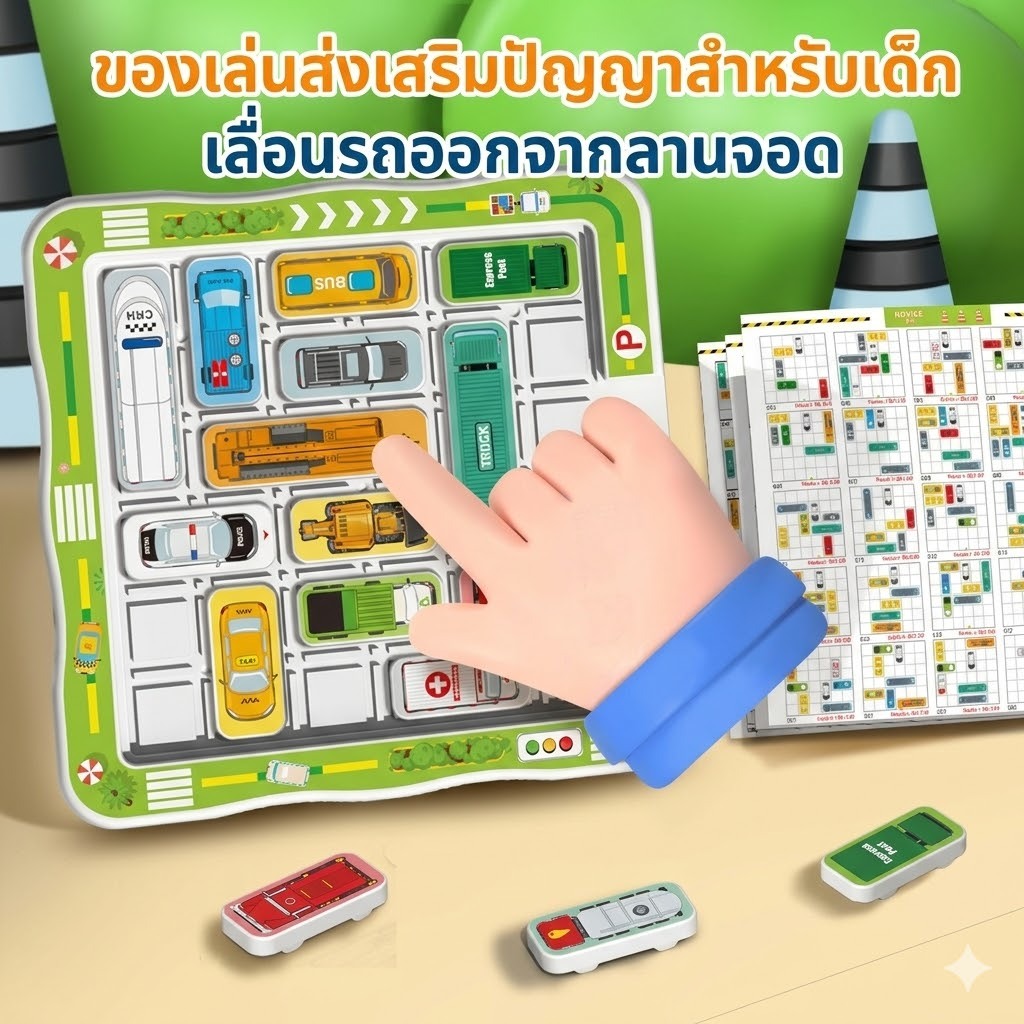 กระดานปริศนาเลื่อน เกมเลื่อนรถ แม่เหล็ก ของเล่นพัฒนาสมอง เหมาะสำหรับทุกวัย