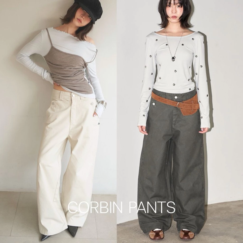 AMUSE BKK : Corbin Pants กางเกงทรงกระบอก ผ้าแคนวาสฟอก สไตล์ workwear (กรุณาอ่านไซส์ให้ละเอียดก่อนสั่ง)