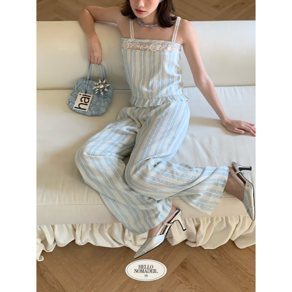 NOMADE.& พร้อมส่ง Cupid club V.2 Set {เสื้อเซ็ทสายเดี่ยว+กางเกงขายาว}