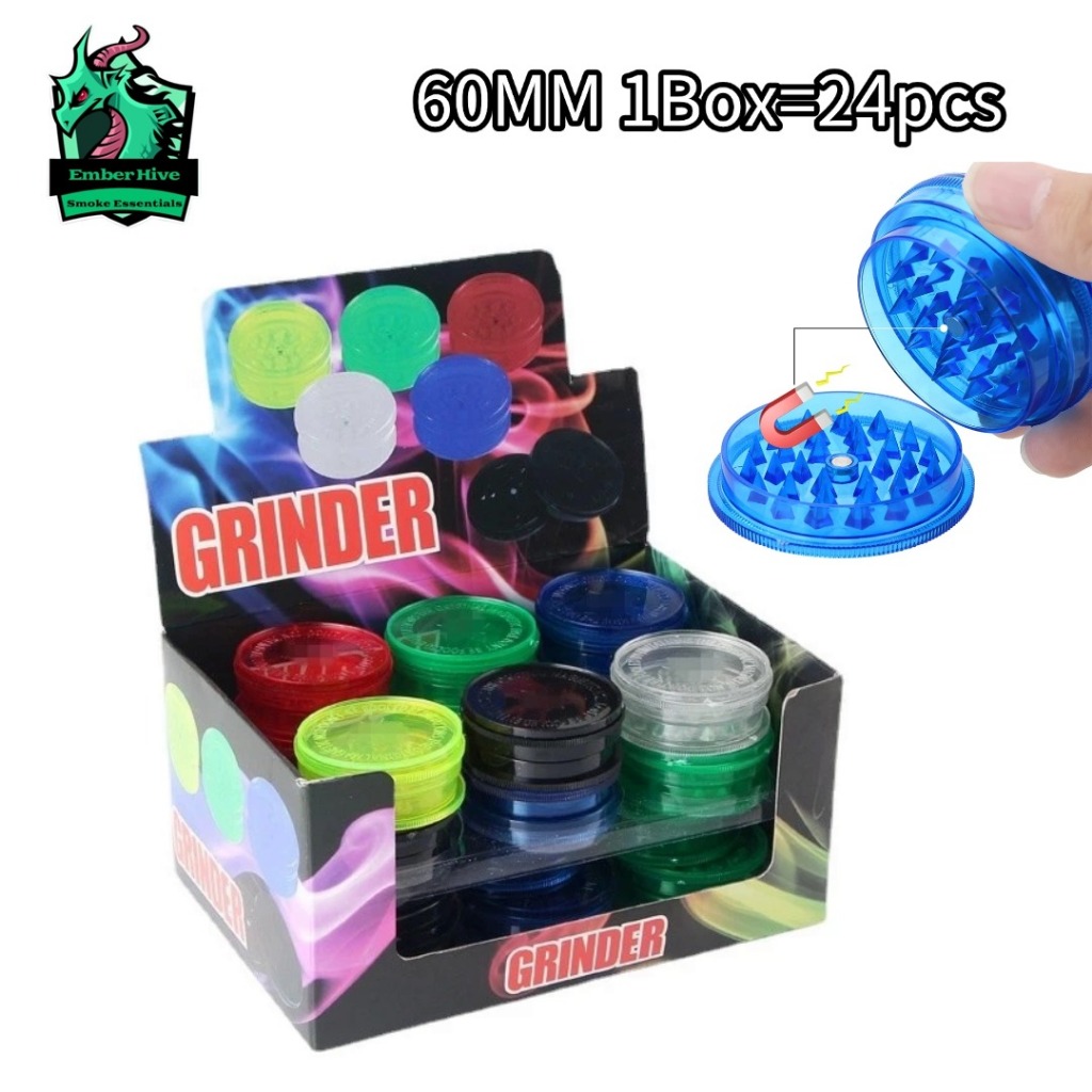 （ขายส่ง!! จัดส่งจากประเทศไทย）24pcsคละสีส่ง เครื่องบดสมุนไพร ที่บดสมุนไพร 60 mm Grinder พลาสติกแข็ง พร้อมส่ง ราคาถูก