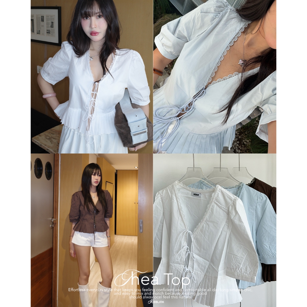 ICEBLINK l Thea top เสื้อเเขนตุ๊กตา ผูกเชือกหน้า