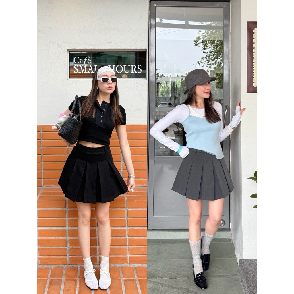 THESUNCO-MONA PLEATED SKIRTS โมน่า กระโปรงพลีทผ้าญี่ปุ่น เย็บล็อคพรางหุ่น