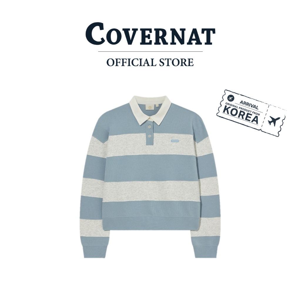 COVERNAT เสื้อแขนยาวรุ่น Women Rugby Sweatshirt Blue/Grey (70032SRBSWF_S6BLGY)