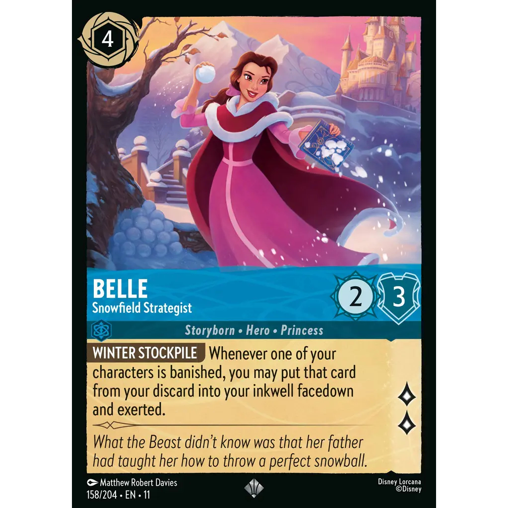 158/204 EN11 Belle - Snowfield Strategist Sapphire SR Character Disney Lorcana Set 11