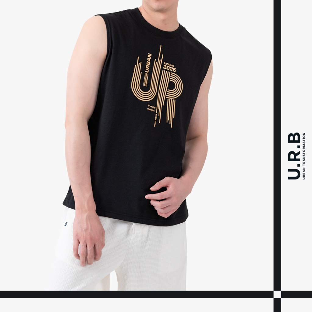 URBAN : MEN'S GRAPHIC SLEEEVELESS TEE เสื้อเเขนกุดผู้ชาย ลายกราฟิก รุ่น 1UTMT5120 สี Black - แบล็ค