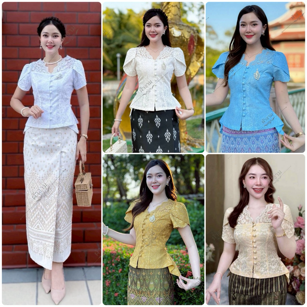 เสื้อลูกไม้อิตาลี คอวี แขนกลีบบัวน่ารักๆ แต่งจีบเอว อัดซับกาวอย่างดี ใส่สบาย ใส่ได้หลายโอกาส