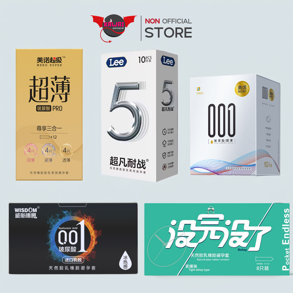 Meleon รวมถุงยางอนามัย ปุ่ม ขรุขระ บาง ร้อนเย็น 0.01 ไซส์ 49 52 มม. เพิ่มไฮยาลูรอน