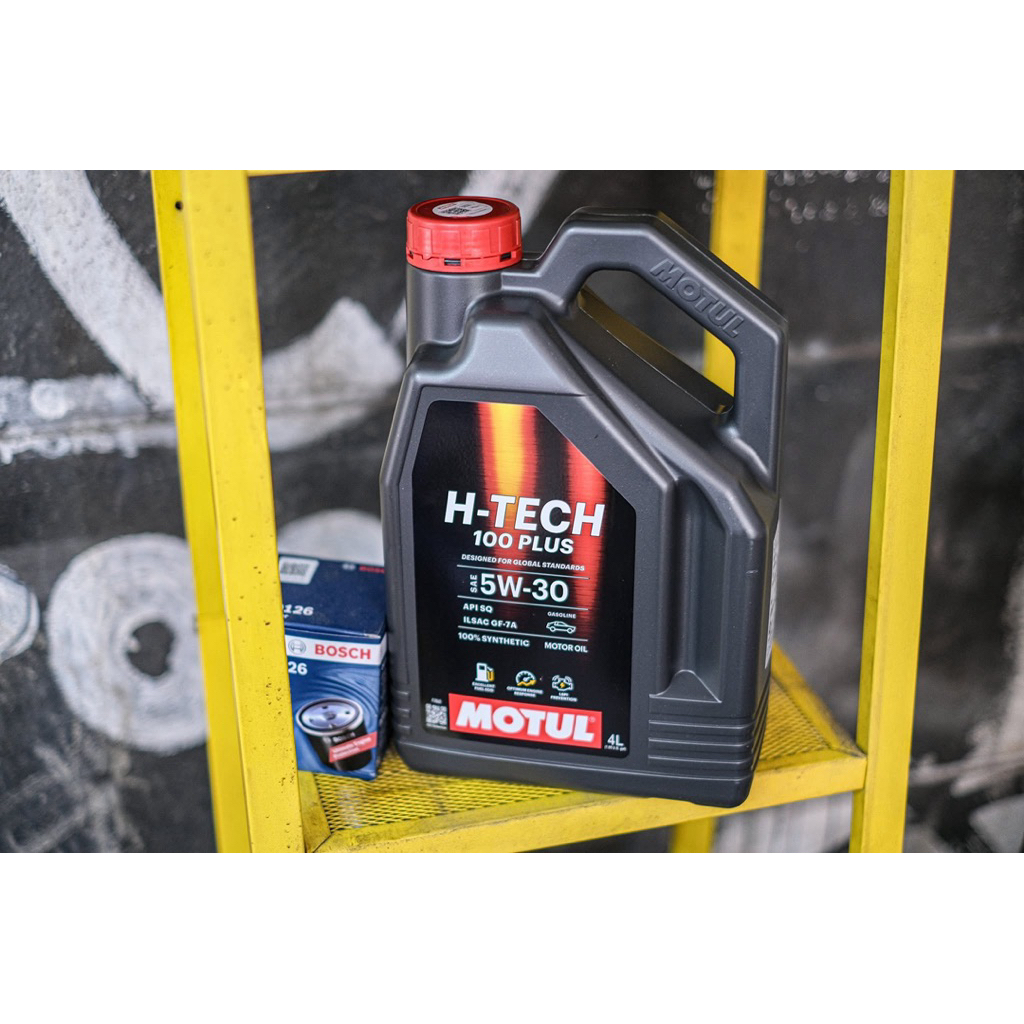 Motul H Tech 100Plus เบนซิน 5w30/10w40/5w50 บรรจุ 4 ลิตร(มาตราฐานใหม่SP)