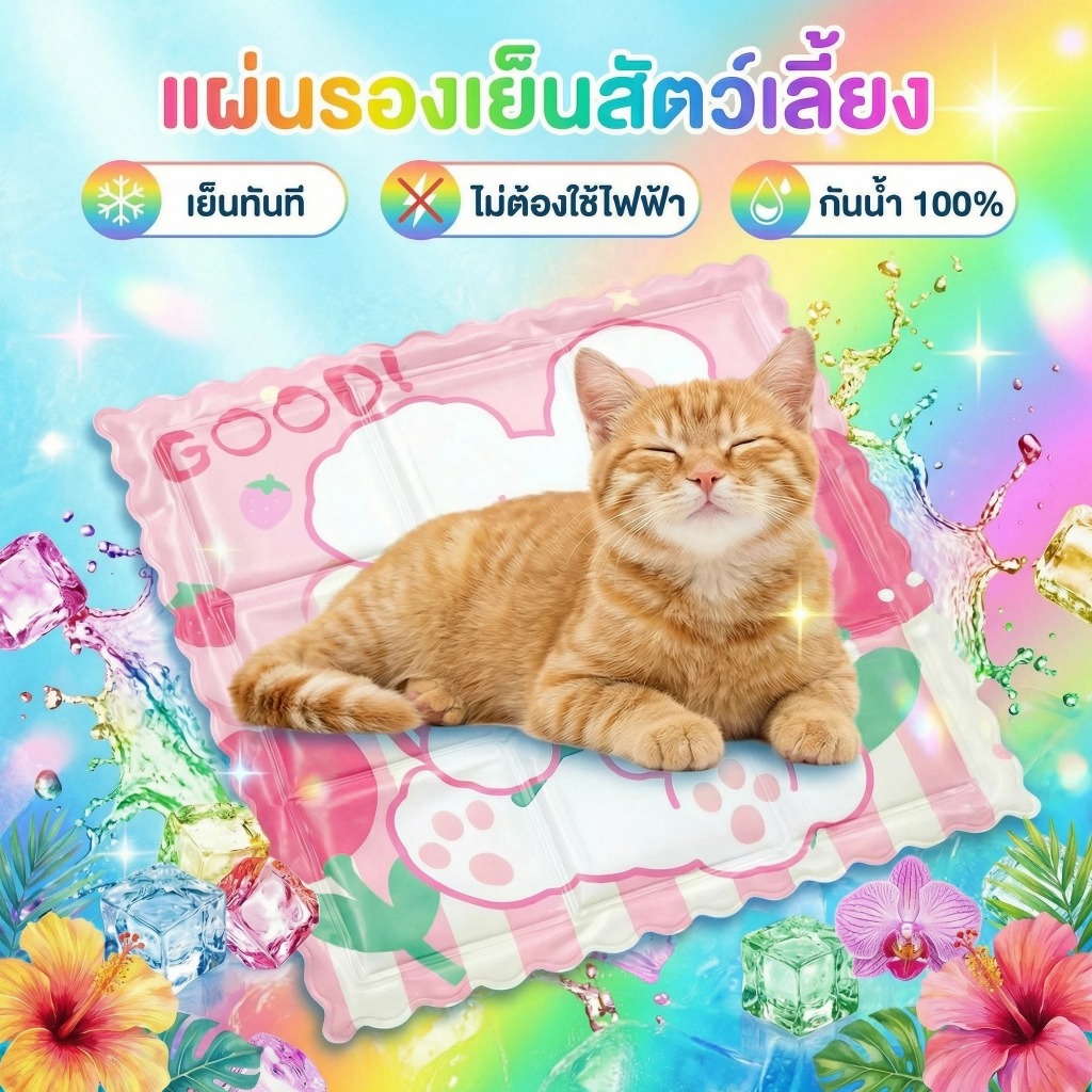 Boqi factory แผ่นเจลเย็นแมว ที่นอนสัตว์เลี้ยง ที่นอนเจลเย็นสำหรับสัตว์เลี้ยง ราคา ต่อ 1 ชิ้น  36*36ซ