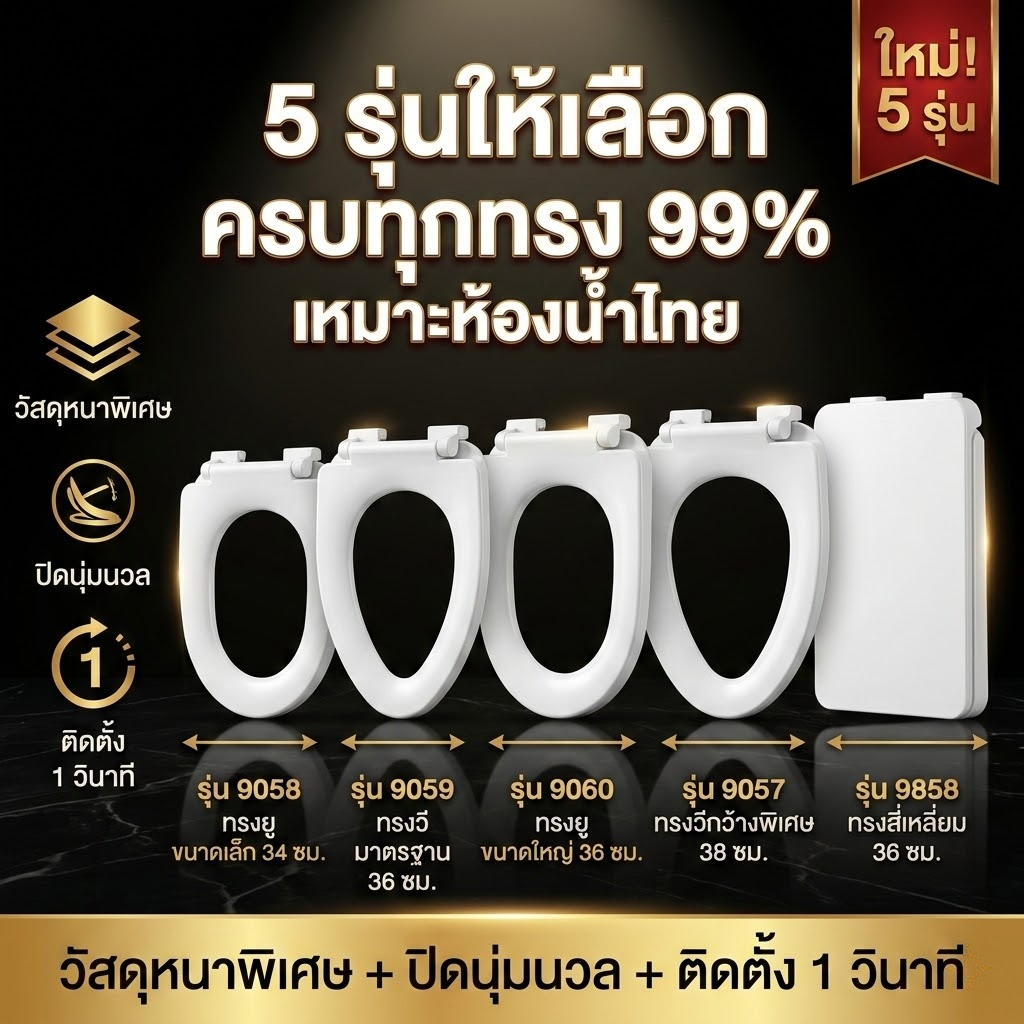 🔥ใช้ได้ทุกยี่ห้อ🔥 ANDERUI ฝารองนั่งชักโครก พเกรด รูปตัวU/V/O ฝาครอบที่นั่งชักโครก เพิ่มความหนาป้องกันการแตกหัก ทนทาน