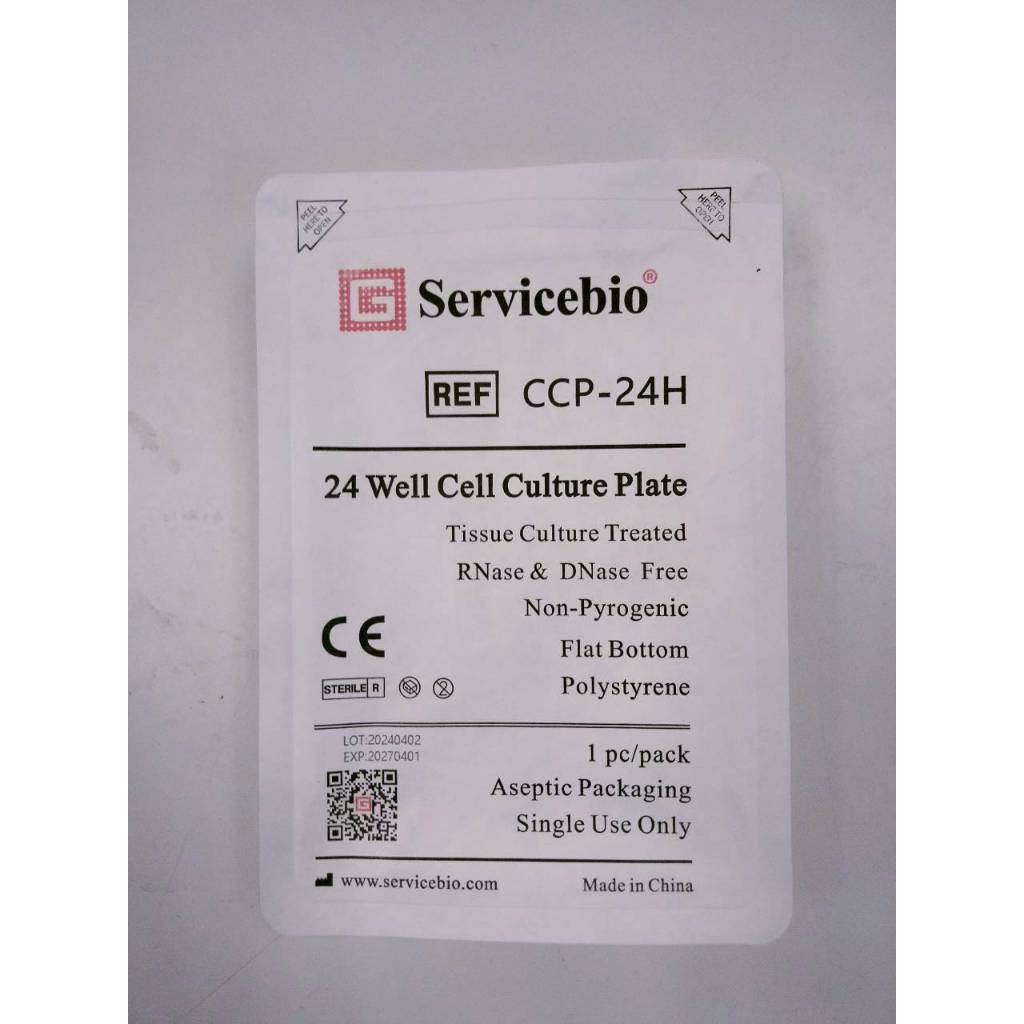 จานหลุมพลาสติกใส ปราศจากเชื้อ 24-Well Cell Culture Plate (Individually Wrapped, TC Treated)