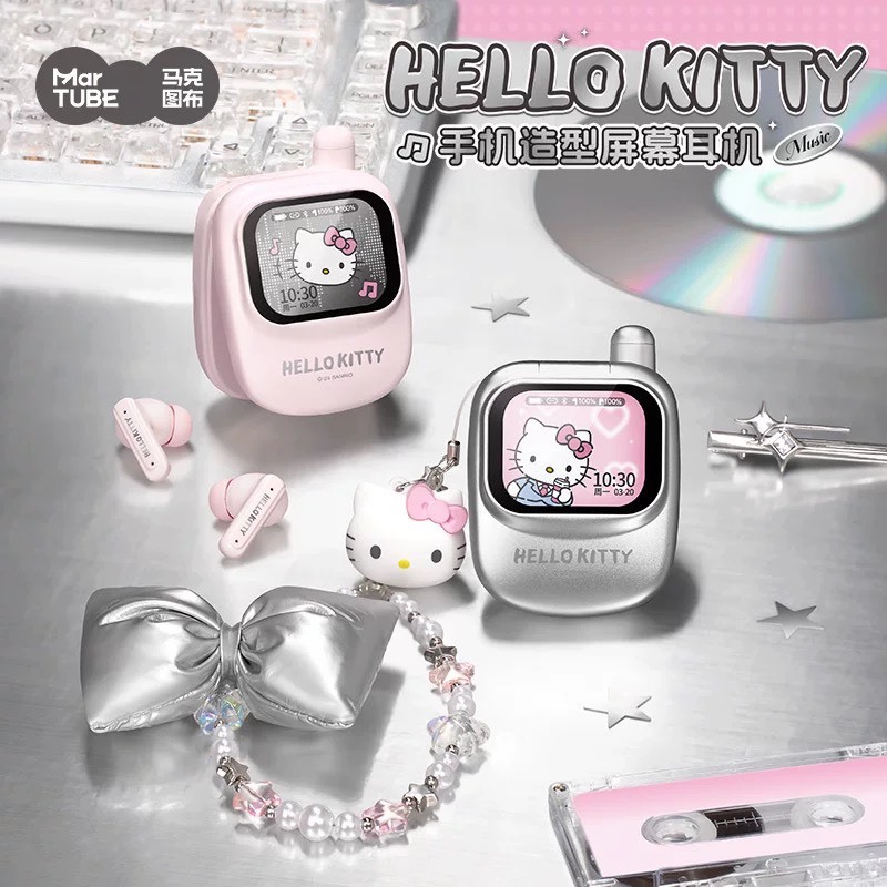 (พร้อมส่งในไทย!) Martube x Hello Kitty Screen Earphone - หูฟังบลูทูธคิตตี้ หน้าจอ LED