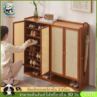 【จัดส่งภายใน 2 ชั่วโมง】ตู้เก็บรองเท้า ตู้เก็บรองเท้าไม้ ชั้นเก็บรองเท้าขนาดใหญ่หลายชั้น