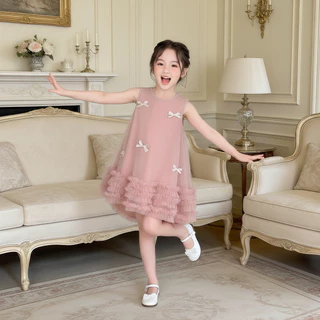 1-9 ปี Tulle ชุดเดรสเจ้าหญิง ลูกไม้ ชุดเดรสเด็กผู้หญิง สไตล์เจ้าหญิง