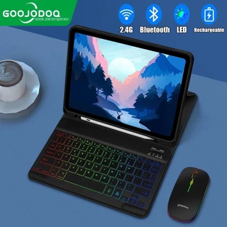 GOOJODOQ เคสแท็บเล็ต & ชุดคีย์บอร์ดและเมาส์ Bluetooth, เคสสำหรับ Air 4, 7/8/9 Gen 10.2 (สามชิ้น)