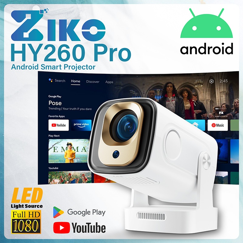 เครื่องฉายภาพ HY260 Pro Full HD Android Projector ความสว่าง 330 ANSI เหมาะอย่างยิ่งสำหรับบ้านและธุรก
